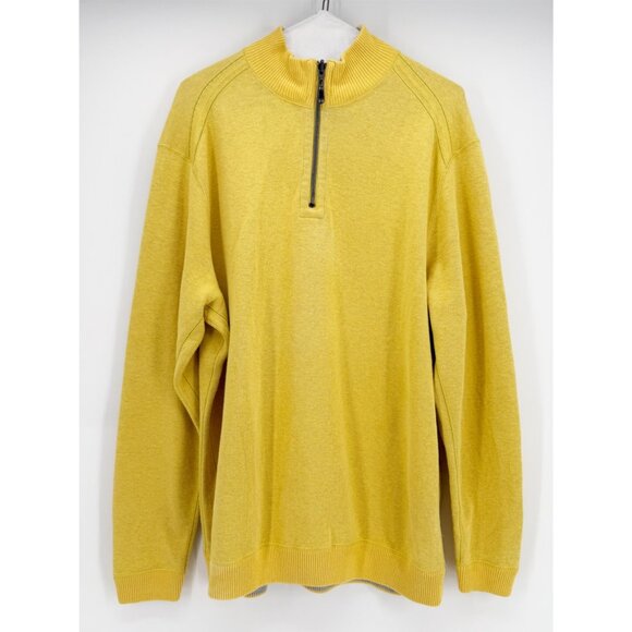 Tommy Bahama Sweater Mens Size L Yellow Beige 1/4 Zip Reversible Pullover Preppy - Picture 10 of 10